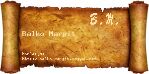 Balko Margit névjegykártya